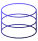 Three stacked circular rings connected by vertical lines forming a cylinder