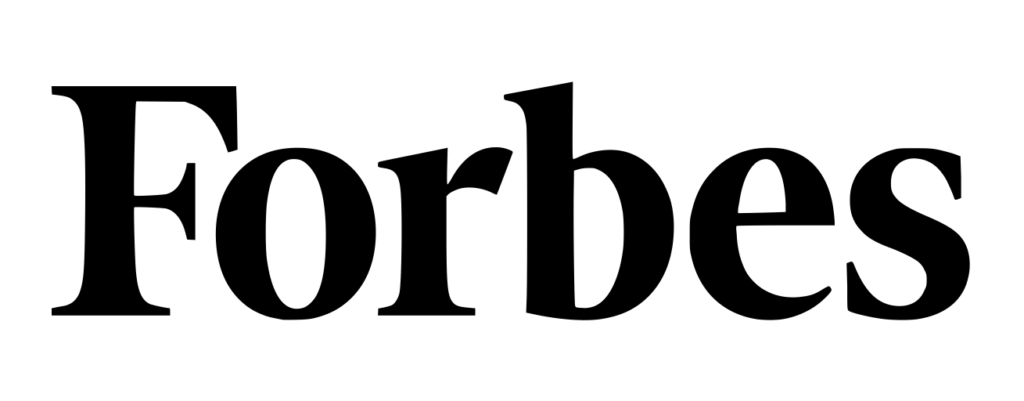Forbes logo in black serif font on light background